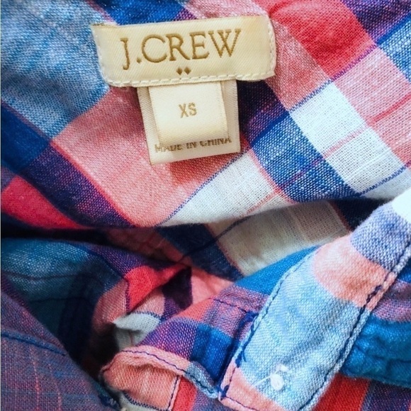 J.crew Blue Plaid Long-sleeve Cotton Button Down Shirt XS - Picture 3 of 4
